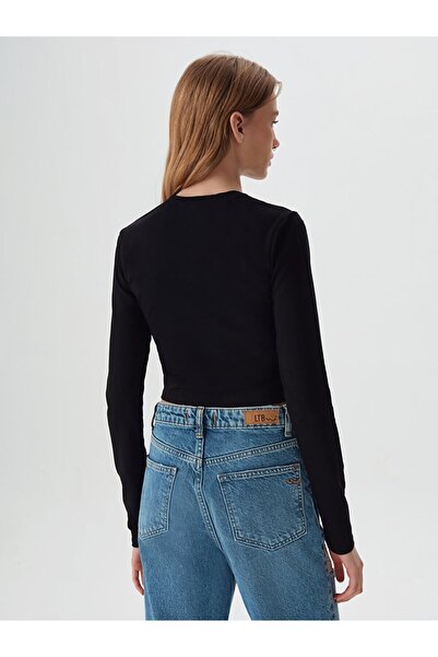 Ltb Hanorac negru cu mânecă lungă