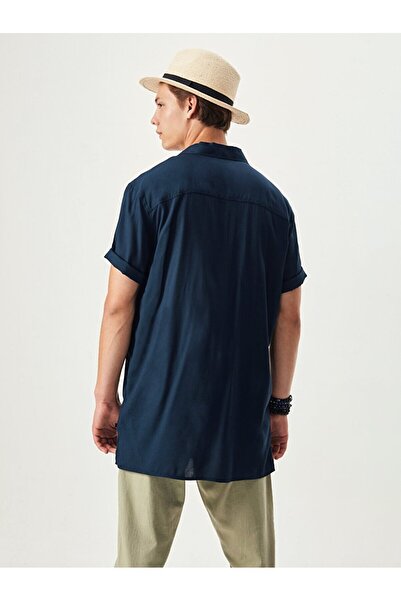 Ltb Короткорукава сорочка з ґудзиками спереду, темно-синя