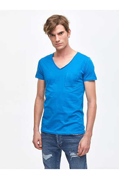 Ltb Blue V-neck PockeT T-shirt