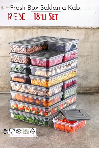 NY HOME Set of 18 Freshbox Storage Containers Suitable for Microwave and Freeze