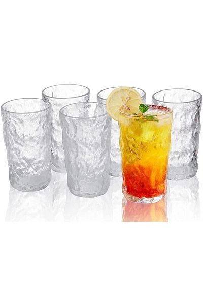 Yenigeldi 2 Pieces 300mlItalian Glass Glacier Cup, Frosted Water Cup, Cocktail Juice Coffee Presentation