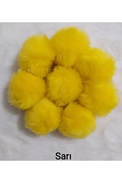 damlakids 5 cm Yellow Plush Ital Artificial Pompom 10 Pieces