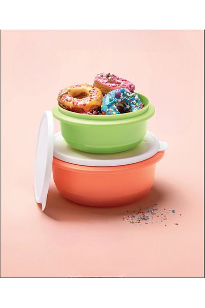 Tupperware 1l Lime and 2l Orange Mix Set of 2