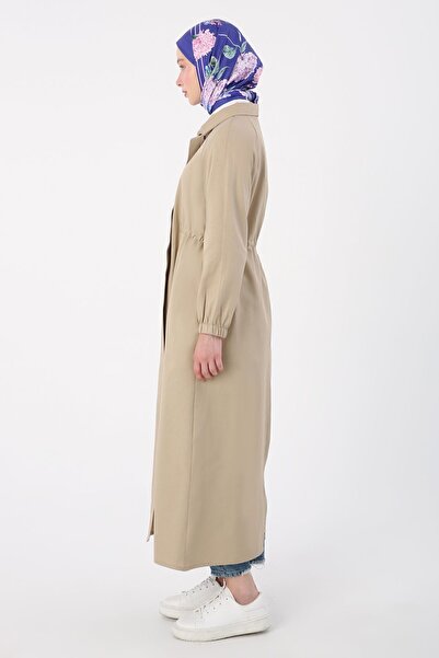 ALLDAY Abaya w kolorze beżowym, zapinana na zamek i ściągana sznurkiem