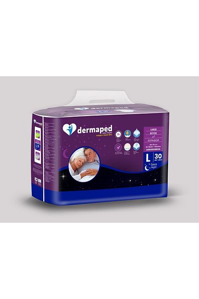 Dermaped Night Large 100-150 cm Adult Diapers with 30 Pack Waistband