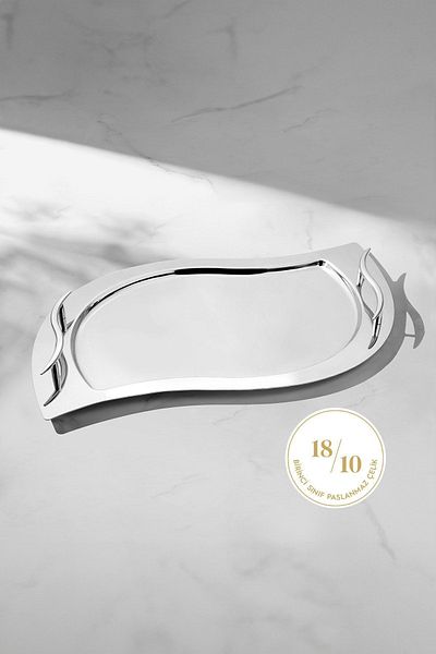 Nehir Mystery Plain Steel Tea Tray