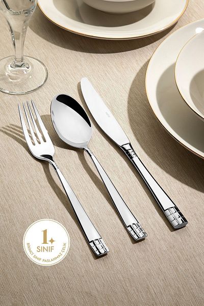 Nehir Didim Plain 12-Person 89-Piece Boxed Cutlery Set