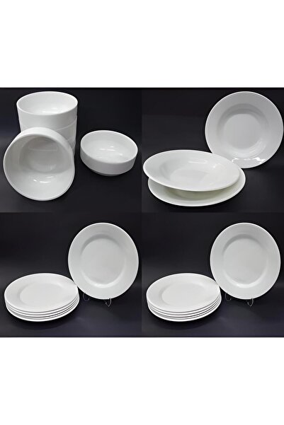 Ermiya 20 Parça Öğrenci Bekar Karavan Beyaz Melamin Çay Çorba-kayık-çukur-ser...