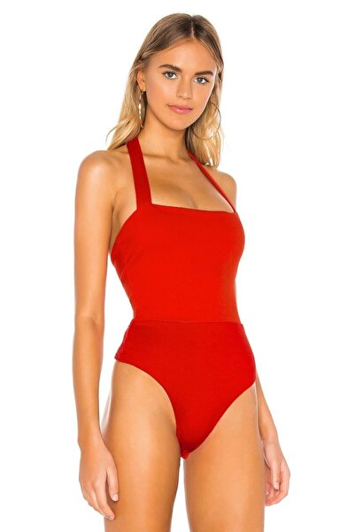 By Kul Design Red Silk Jersey Women's Bodysuit - Thick Straps