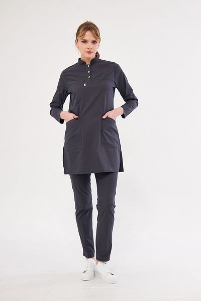 Class Üniforma Uniforma medicală pentru femei Hijab din Lycra gri antracit - Tricou pentru medic și asistentă, costum chirurgical