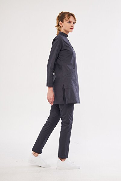 Class Üniforma Tesettür Antrasit Gri Likralı Kadın Medikal Üniforma Doktor Ve Hemşire Forması Cerrahi Takım