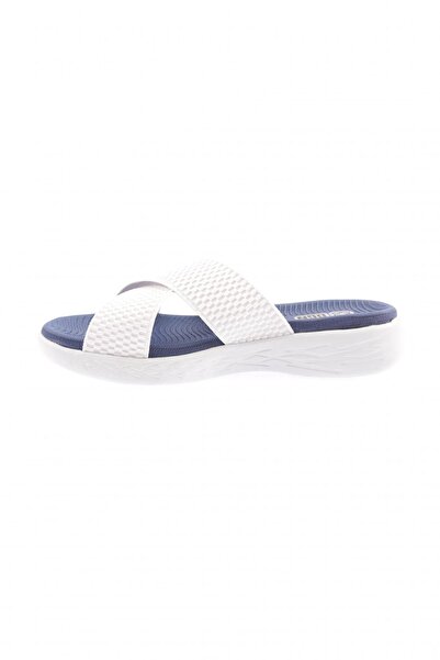 DGN White Navy Blue Women's Slippers - Cross Strap
