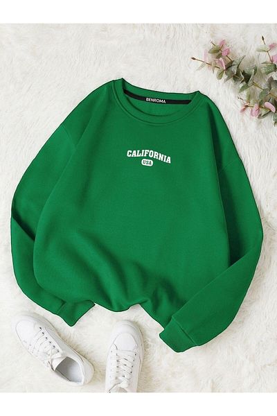 BENROMA California Text Printed - Unisex Oversize φούτερ με λαιμόκοψη