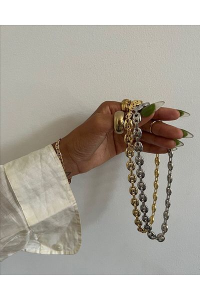 neslyaccessories العلامة التجارية تصميم سلسلة الذهب اللون الفولاذ المقاوم للصدأ المختنق