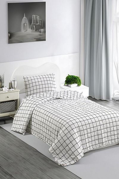 Eponj Home Комплект за единично легло с черен капитониран покривка