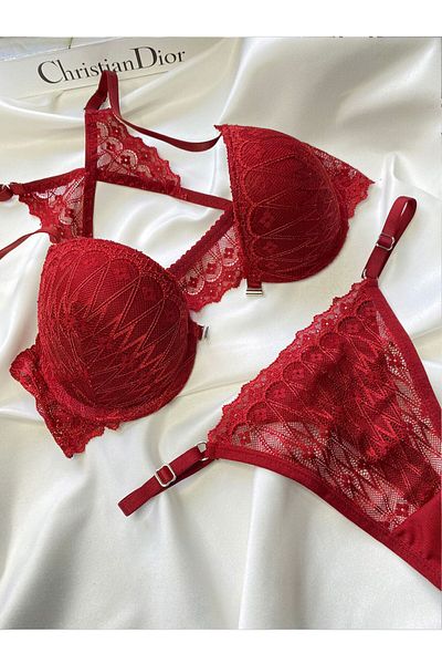 MILANOFOX Butterfly Patterned Supported and Underwire Gathering Bralet Bra Set