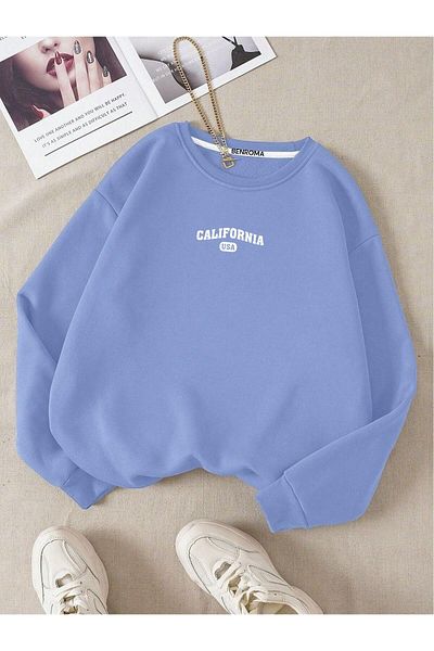 BENROMA California Text Printed - Unisex Oversize φούτερ με λαιμόκοψη