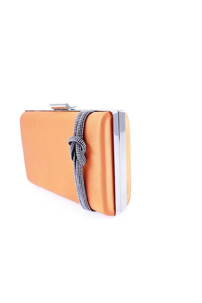 DGN 9275-22y Stone Detailed Orange Women's Evening Dress Portfolio Bag