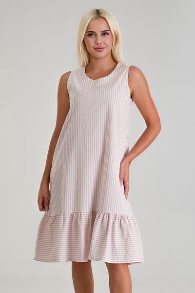 Bold & Young Cotton Sleeveless Striped Dress - Quilted, Pocket, and Skirt Gathered