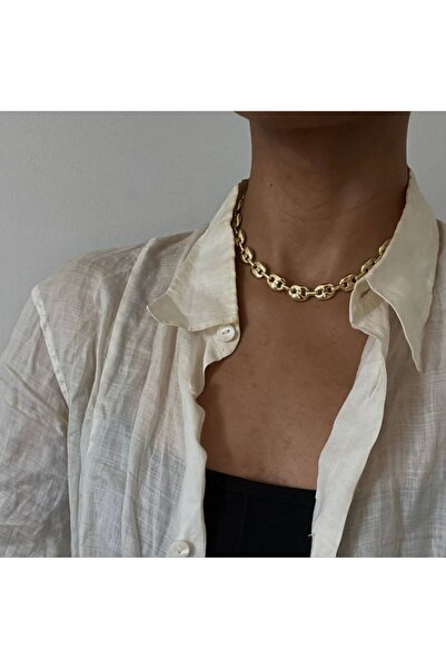 neslyaccessories Marka Tasarım Zincir Gold Renk Paslanmaz Çelik Choker