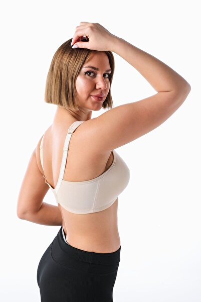 Malika Women's Skin Color Inner Surfaces Cotton Inflation Non-Wireless Compressor Minimiser Bra 4676005-barbara