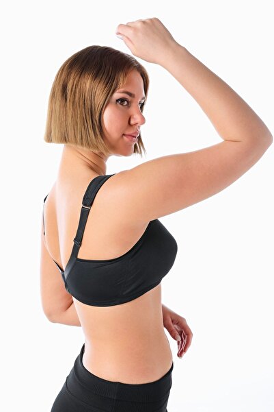 Malika Women's Black Inner Surfaces Cotton Inflation Non-Wireless Compressor Minimiser Bra 4676005-barbara