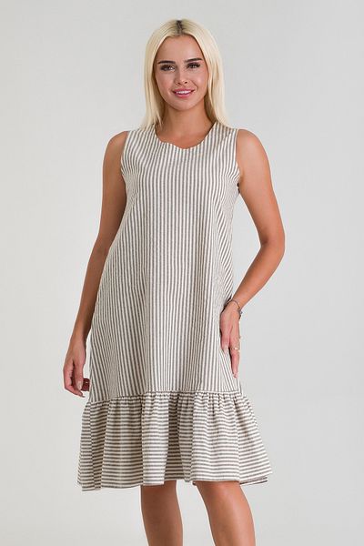 Bold & Young Rochie din bumbac cu dungi fără mâneci - cu muluri, buzunare și tiv