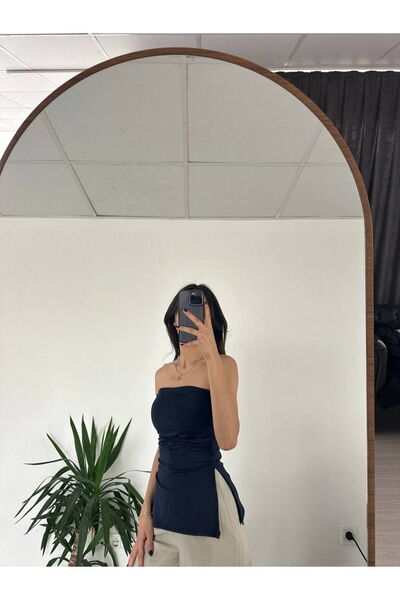 Les Seduisantes Scuba Fabric Strapless Blouse with Side Slit