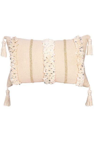 Bohemart Morocco Pillow Decorative Handmade Punch Design Glitter Organ Throw Pillow with Silver Sequin 40x60