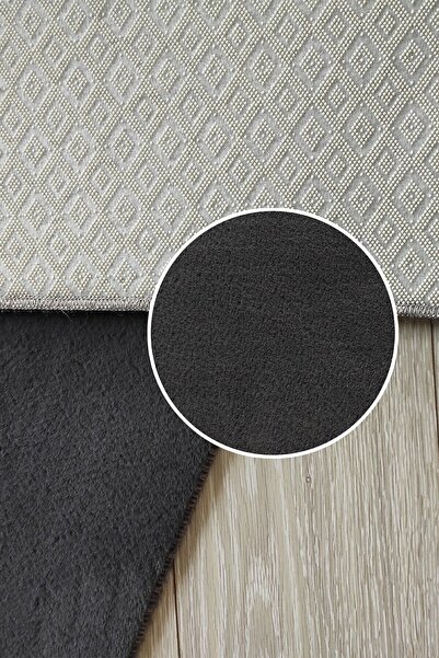 SERİA HALI Seria Halı Oval Yumuşak Peluş Post Yıkanabilir Kaymaz Taban Tavşan Tüyü Halı Yolluk