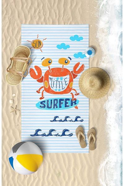 VEVİEN HOME Cute Crab Imprimat Digital 60x130 Cm Prosop De Plaja Copii