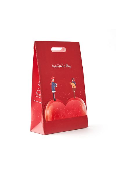 4nio 4Nioo Cardboard Bag with Heart - Red - 25X38X10 cm