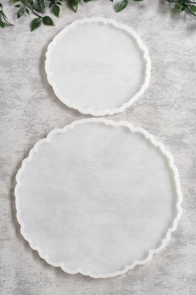 By Shesel Epoksi Silikon Kalıbı Dalgalı Yuvarlak Nişan Damat Tepsi Seti Reçin...