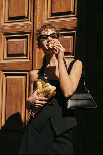 mathilda store Eleanor Private Black Vest - Crew Neck, Zippered Vest Closure, Thin Straps and Lined