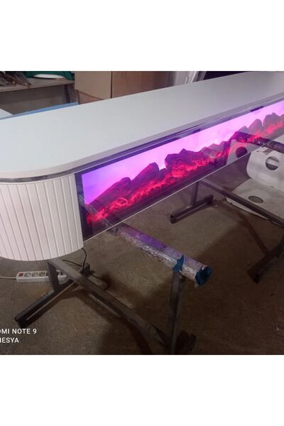 EVNESYA Desing TV sehpası Beyaz 200 cm full şömineli