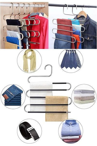 USF 5-Tier Metal Trousers Clothes - Hanger, Scarf, Scarf, Towel and Tie Organizer