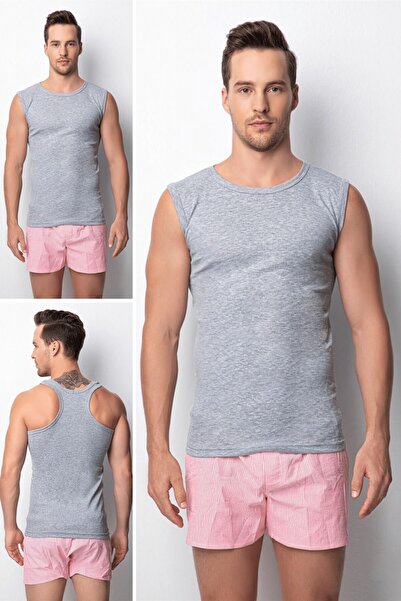 DONEX 2024 % 100 бавовна, рибана, 0 рукавів, чоловіча майка, 3 шт.