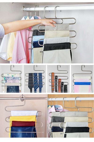 USF 5 Tiers Metal Trousers Clothes Hanger Clothes Scarf Scarf Towel Tie Organizer