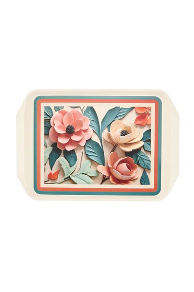 Dory Colorful Flower Patterned Tray - 23 cm