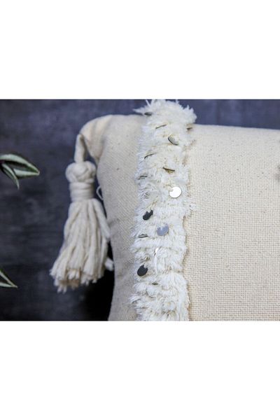 Bohemart Morocco Pillow Decorative Handmade Punch Design Glitter Organ Throw Pillow with Silver Sequin 40x60