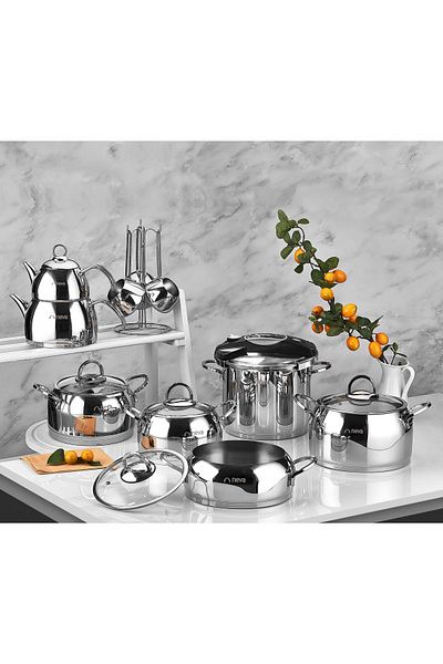 Neva N2437 18 Piece Begonia Steel Pot Set