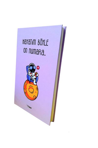ÇİLEKHOMEAVM Astronaut Written Hard Covered Memory Book - Daily Memory Note and Agenda Design