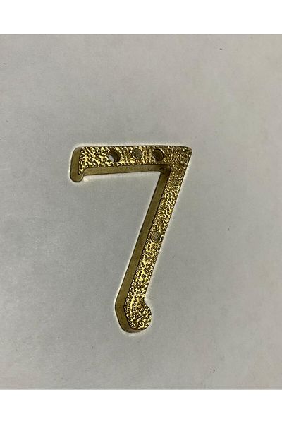 SGS Yellow Brass Door Number 7 - Adhesive Gift, Length 4cm