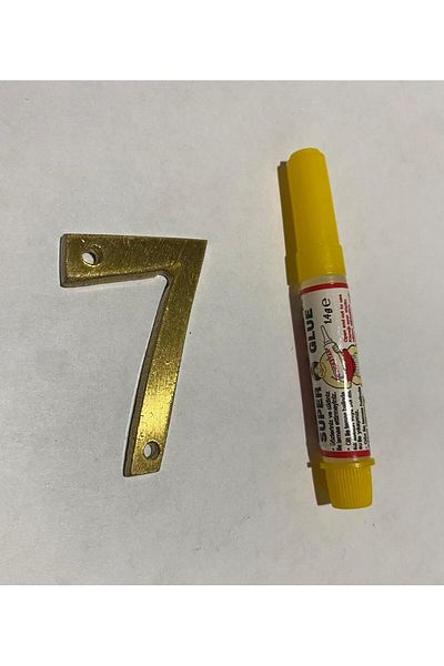 SGS Yellow Brass Matte Door Number - Adhesive Gift, Length: 4cm