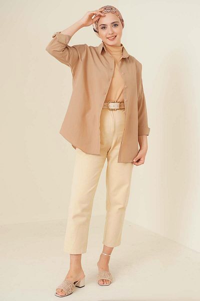 Bigdart 103901 Koszula hidżab oversize Basic – Camel