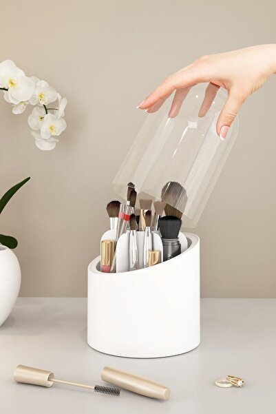 Pufwin Home Deluxe Makyaj Fırçası Ve Kozmetik Düzenleyici Şeffaf Kapaklı Hijyenik Organizer