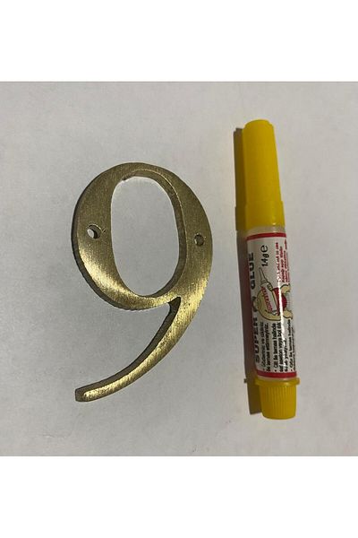 SGS Yellow Brass Matte Door - No. 9 Adhesive Gift, Length: 4cm