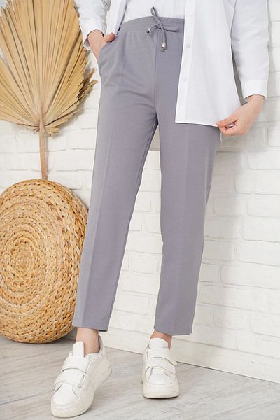 memetti m şekil Gray Large Size Carrot Leg Women's Trousers