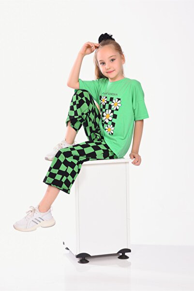 Kamex Green Printed Combed Cotton Kids Set