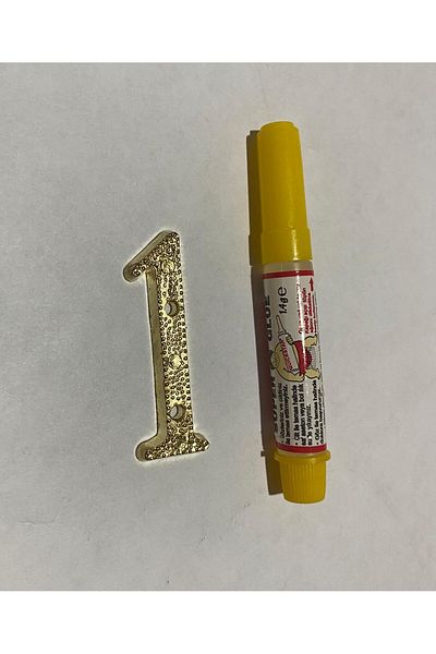 SGS Yellow Brass Door Number - Adhesive Gift, Length: 4cm